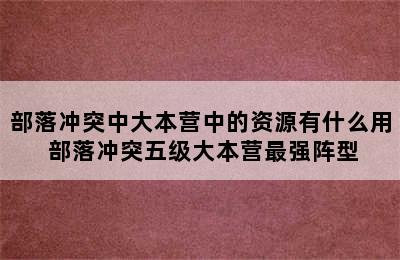 部落冲突中大本营中的资源有什么用 部落冲突五级大本营最强阵型